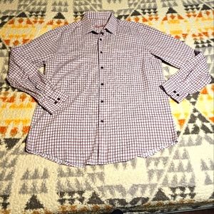 TASSO ELBA Mens Button Down Long Sleeve Dress Shirt Blue/Burgundy Size M